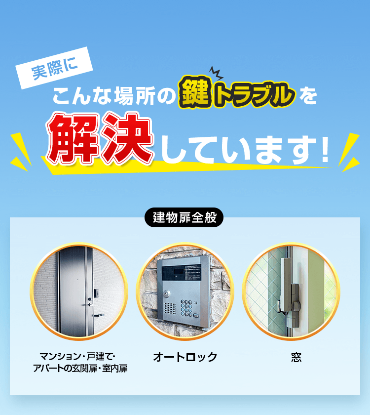 こんな場所の鍵トラブルを解決しています